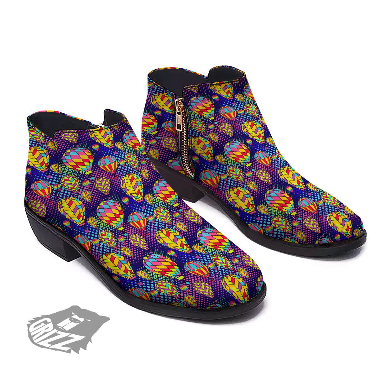 Balloon Air Retro Print Pattern Ankle Boots-grizzshop