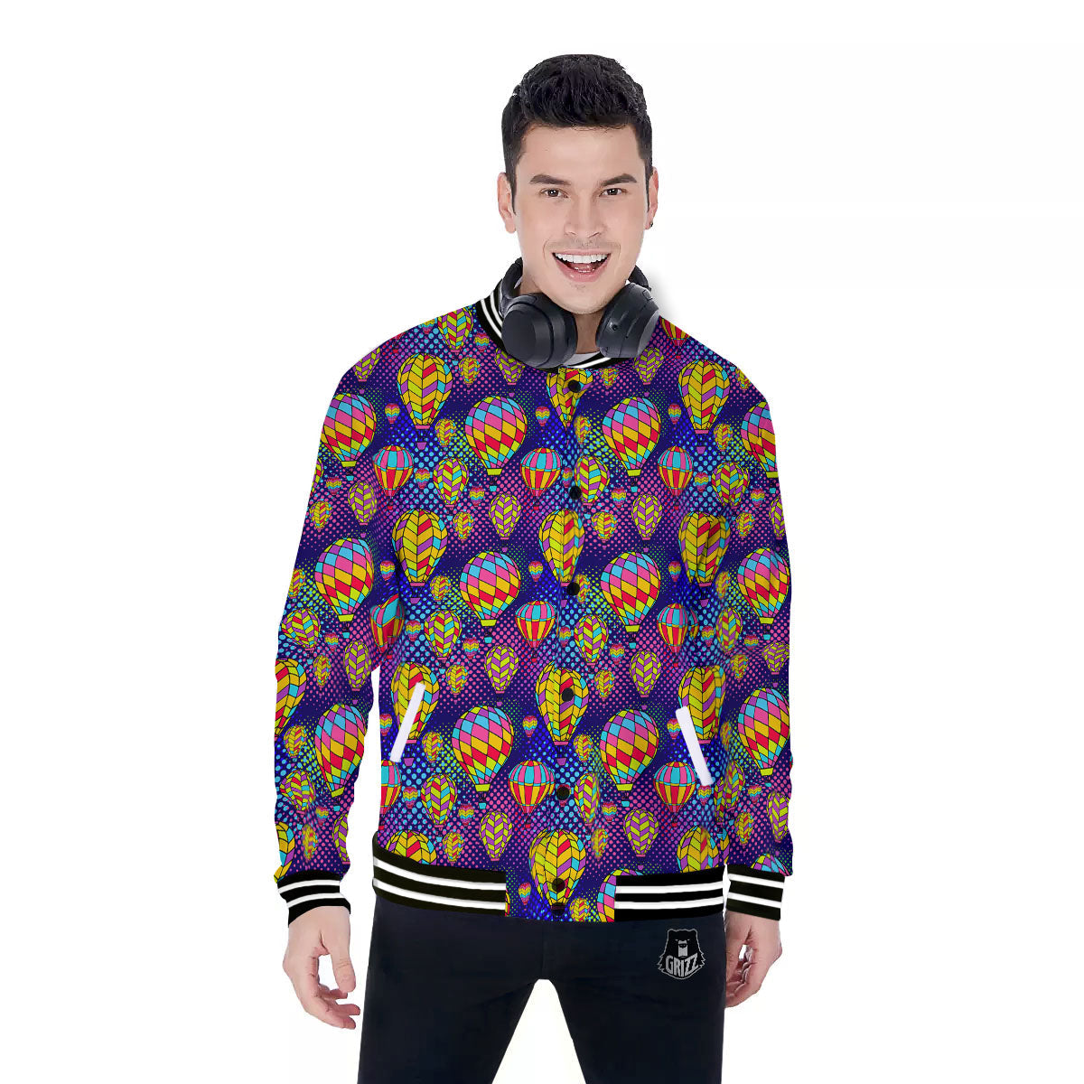 Balloon Air Retro Print Pattern Baseball Jacket-grizzshop