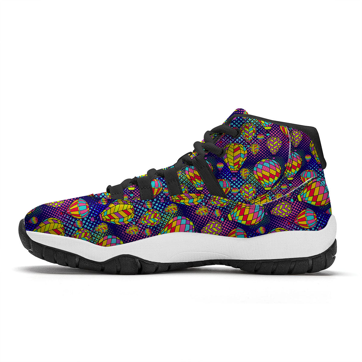 Balloon Air Retro Print Pattern Black Bball Shoes-grizzshop