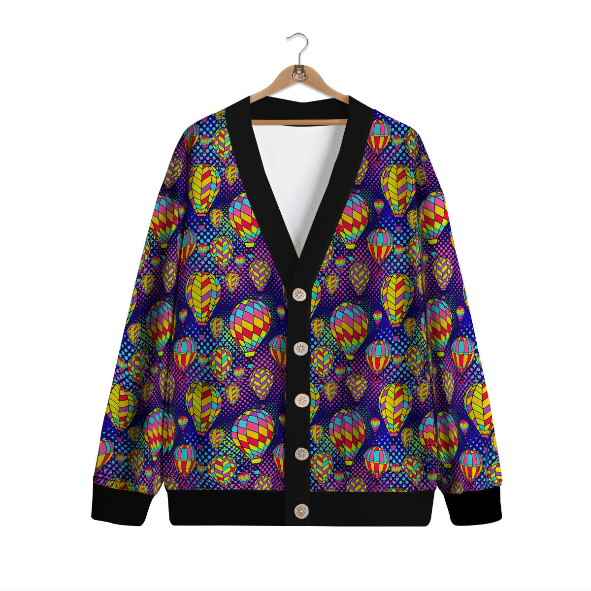 Balloon Air Retro Print Pattern Cardigan-grizzshop