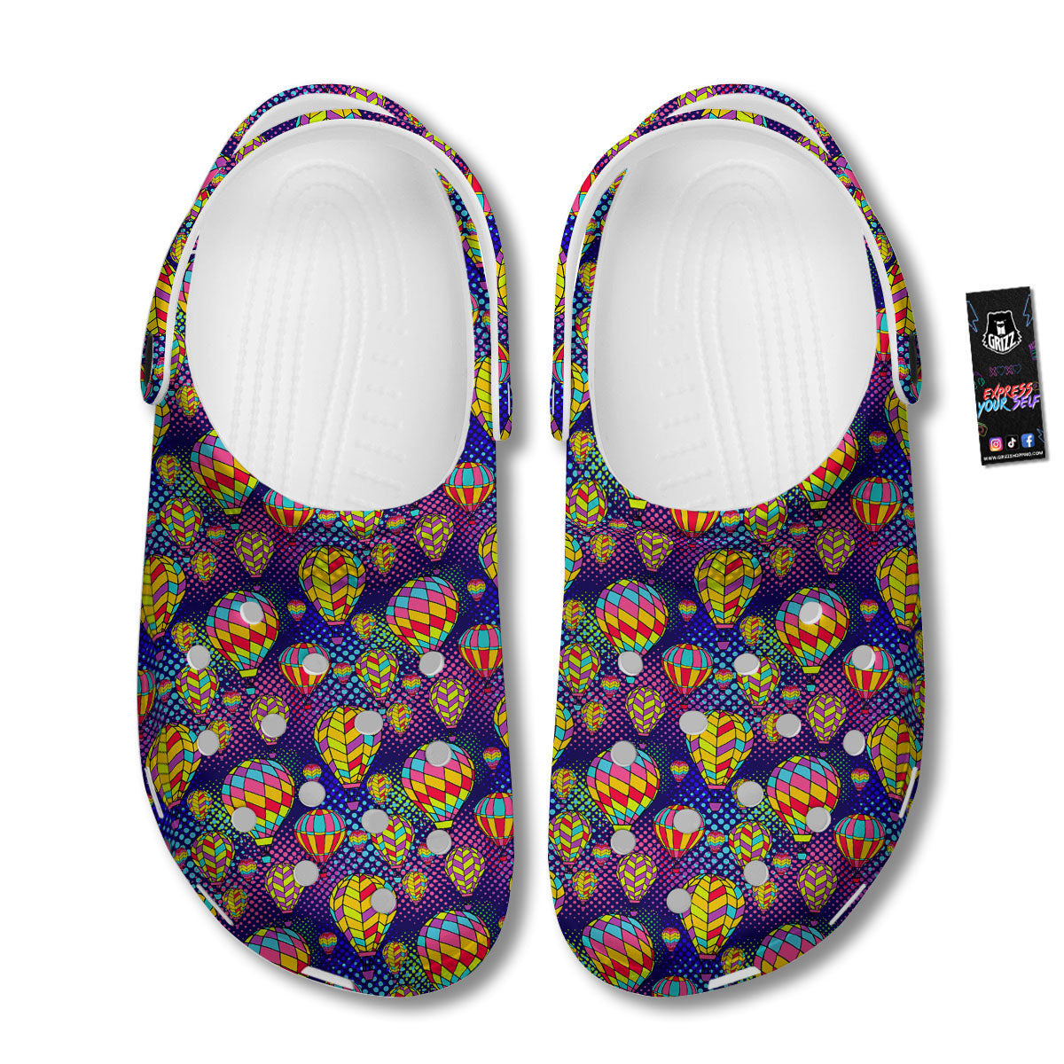 Balloon Air Retro Print Pattern Clog-grizzshop