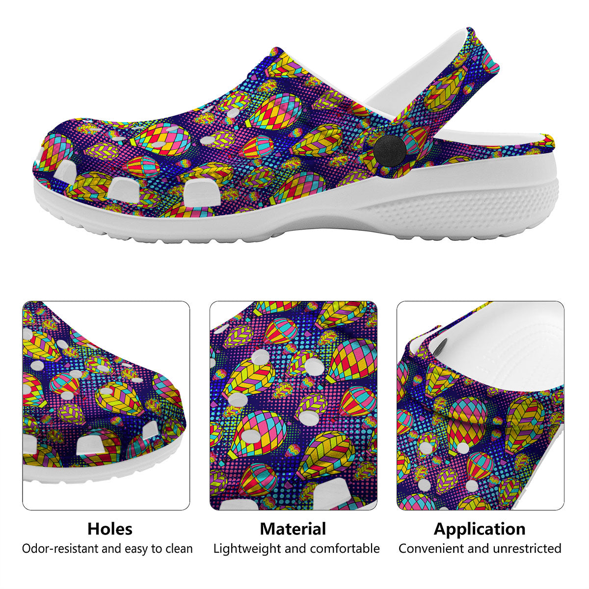 Balloon Air Retro Print Pattern Clog-grizzshop