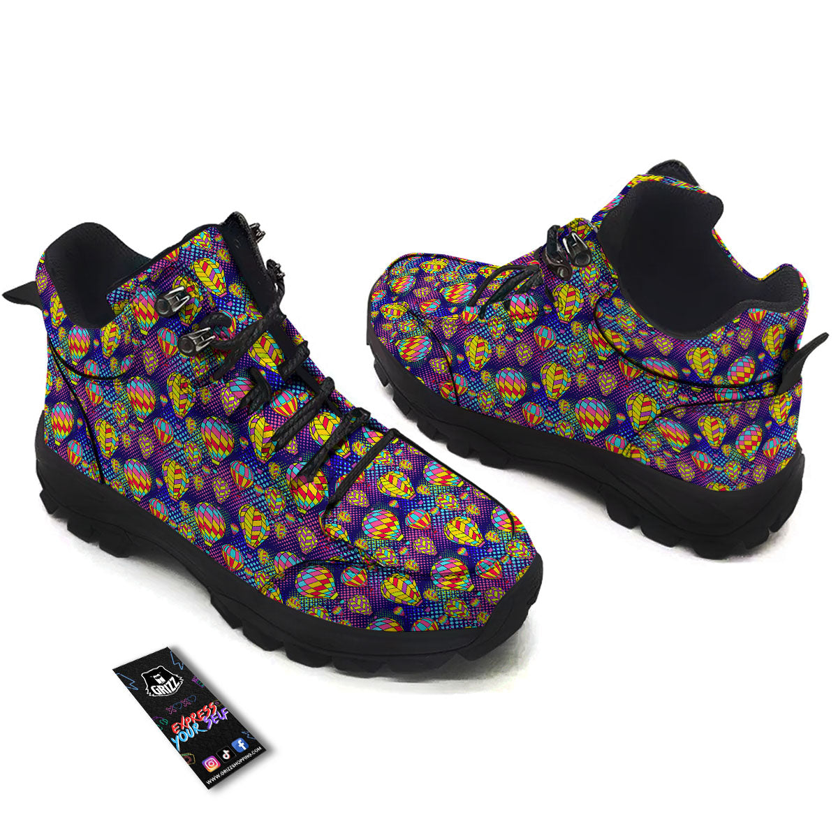 Balloon Air Retro Print Pattern Hiking Shoes-grizzshop