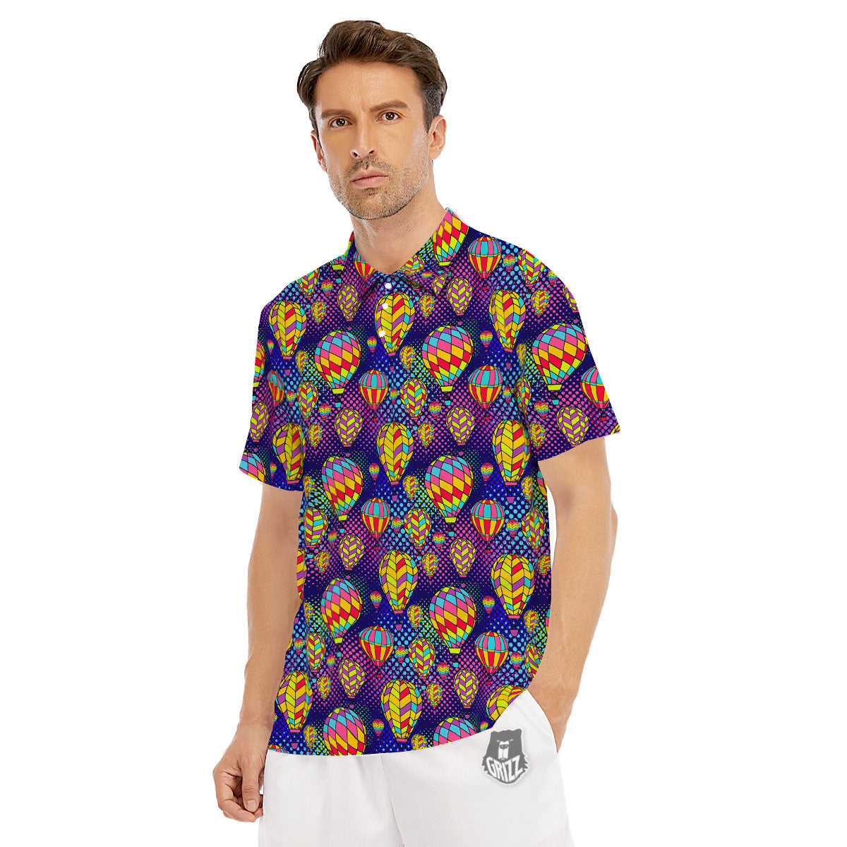 Balloon Air Retro Print Pattern Men's Golf Shirts-grizzshop