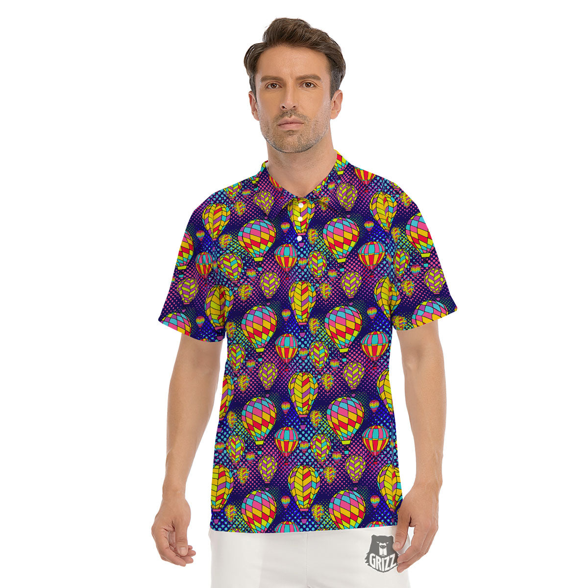 Balloon Air Retro Print Pattern Men's Golf Shirts-grizzshop