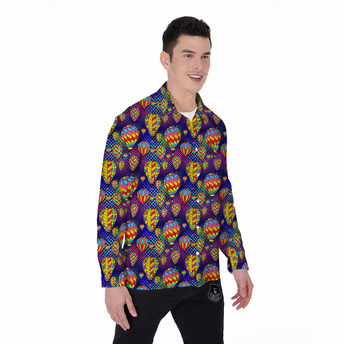 Balloon Air Retro Print Pattern Men's Long Sleeve Shirts-grizzshop