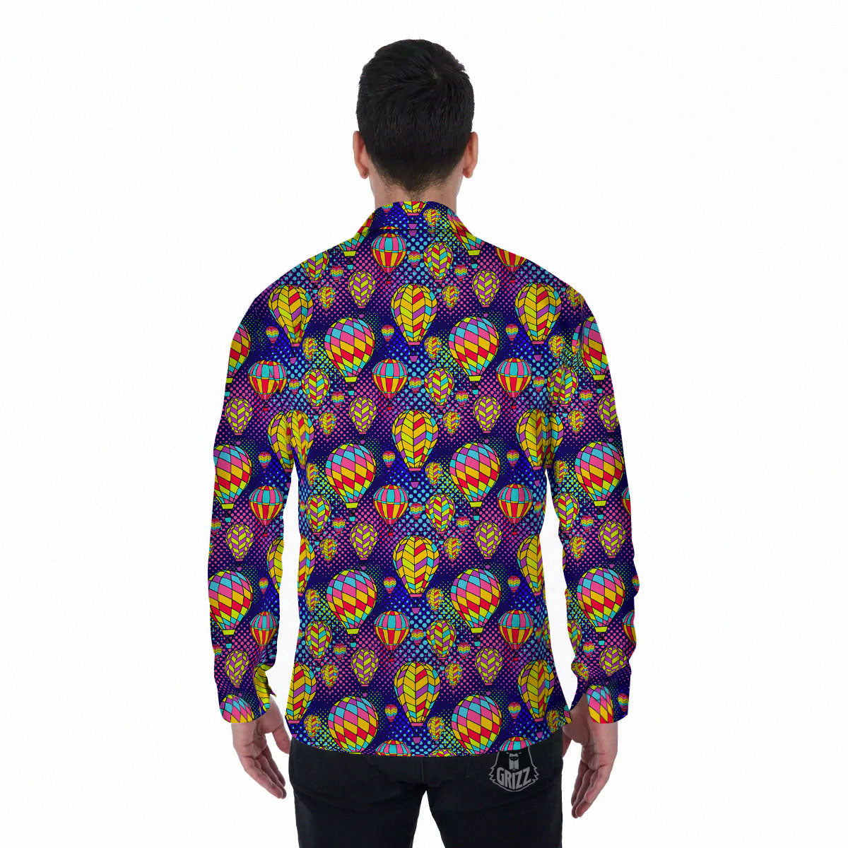 Balloon Air Retro Print Pattern Men's Long Sleeve Shirts-grizzshop