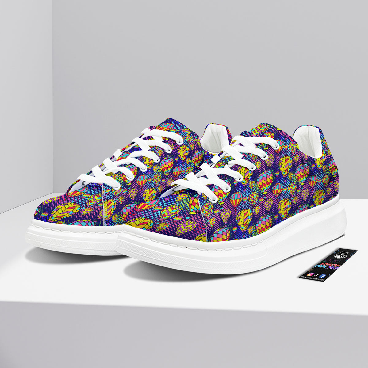 Balloon Air Retro Print Pattern Platform Shoes-grizzshop