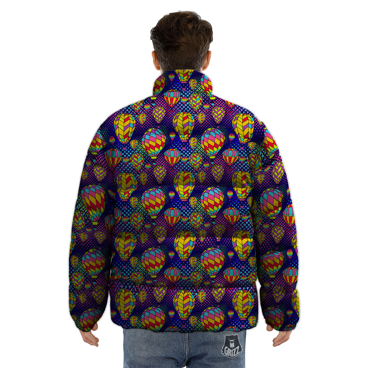 Balloon Air Retro Print Pattern Puffer Jacket-grizzshop