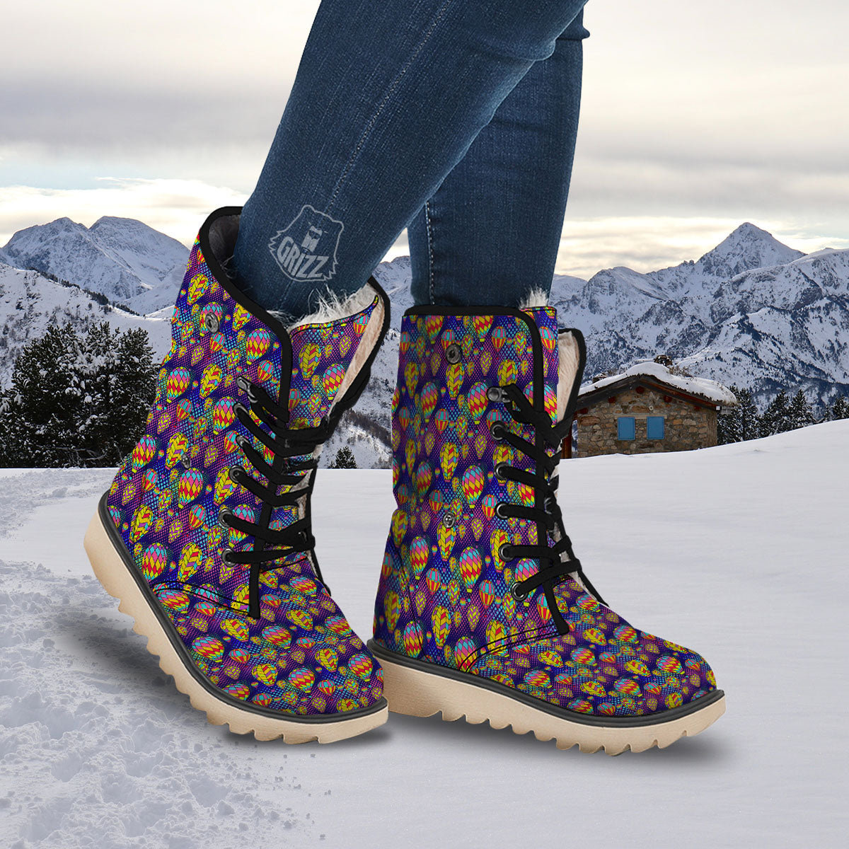 Balloon Air Retro Print Pattern Snow Boots-grizzshop