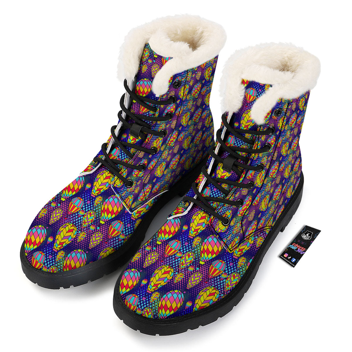 Balloon Air Retro Print Pattern Winter Boots-grizzshop