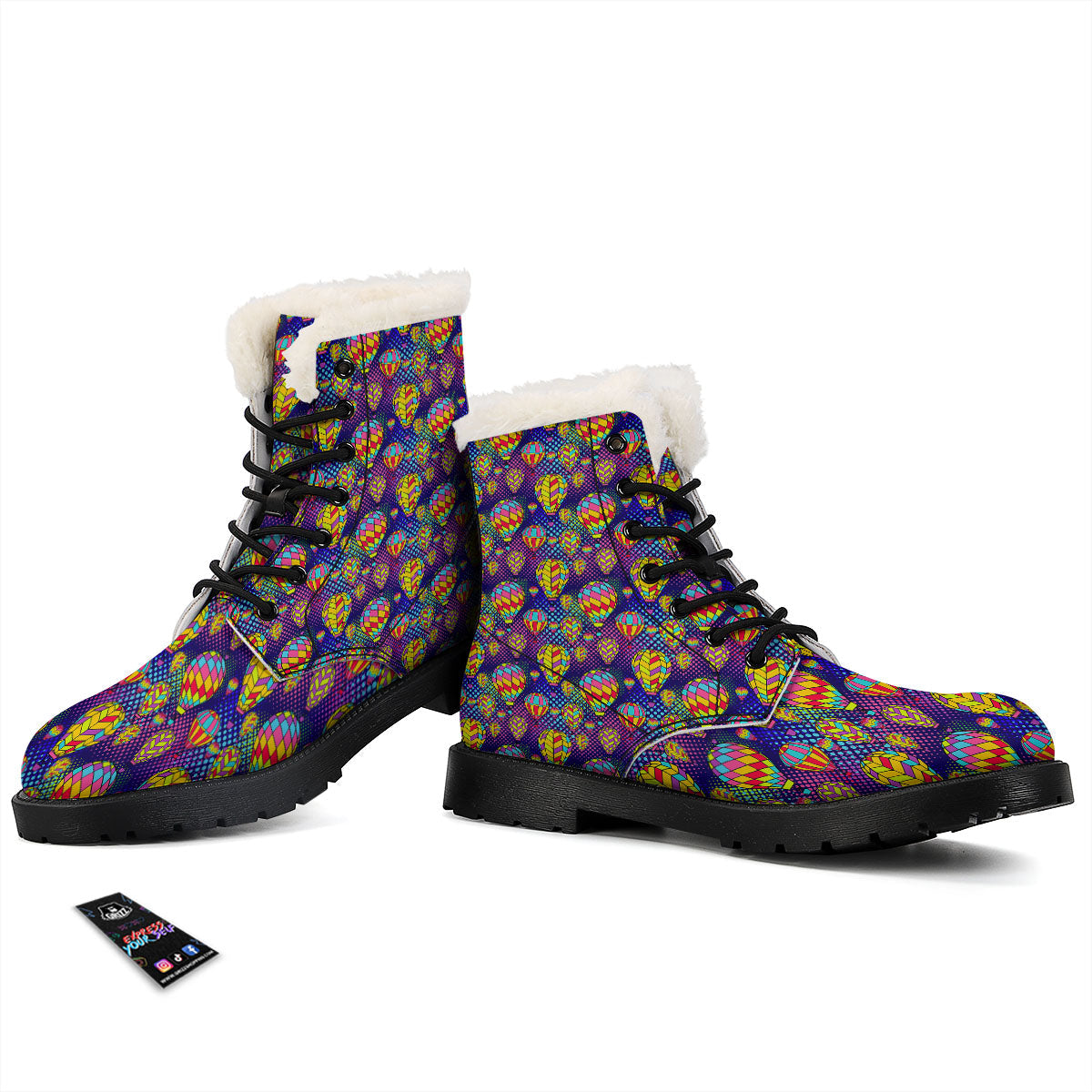 Balloon Air Retro Print Pattern Winter Boots-grizzshop