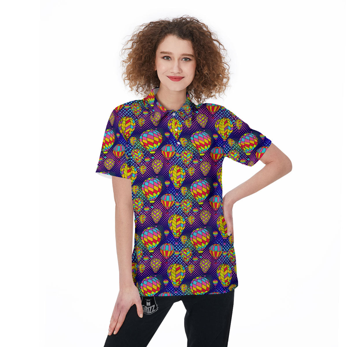 Balloon Air Retro Print Pattern Women's Golf Shirts-grizzshop