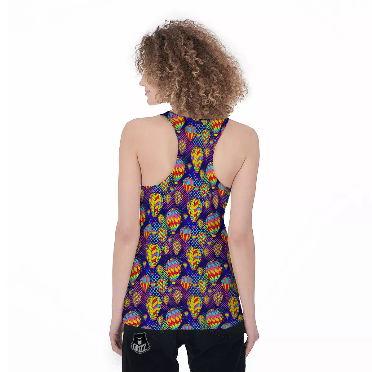 Balloon Air Retro Print Pattern Women's Racerback Tank Top-grizzshop