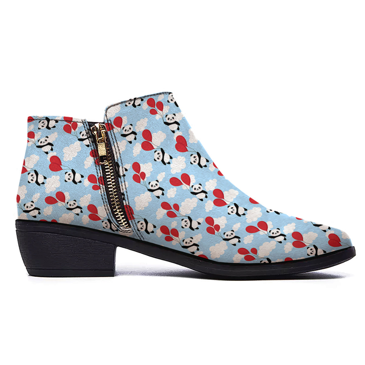 Balloon And Cute Panda Print Pattern Ankle Boots-grizzshop