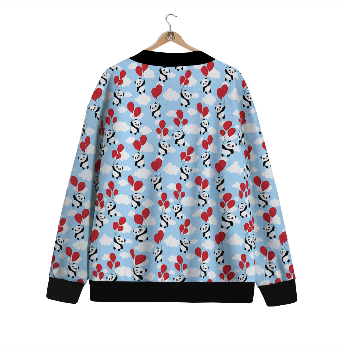 Balloon And Cute Panda Print Pattern Cardigan-grizzshop