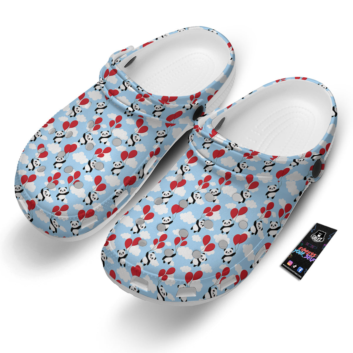 Balloon And Cute Panda Print Pattern Clog-grizzshop