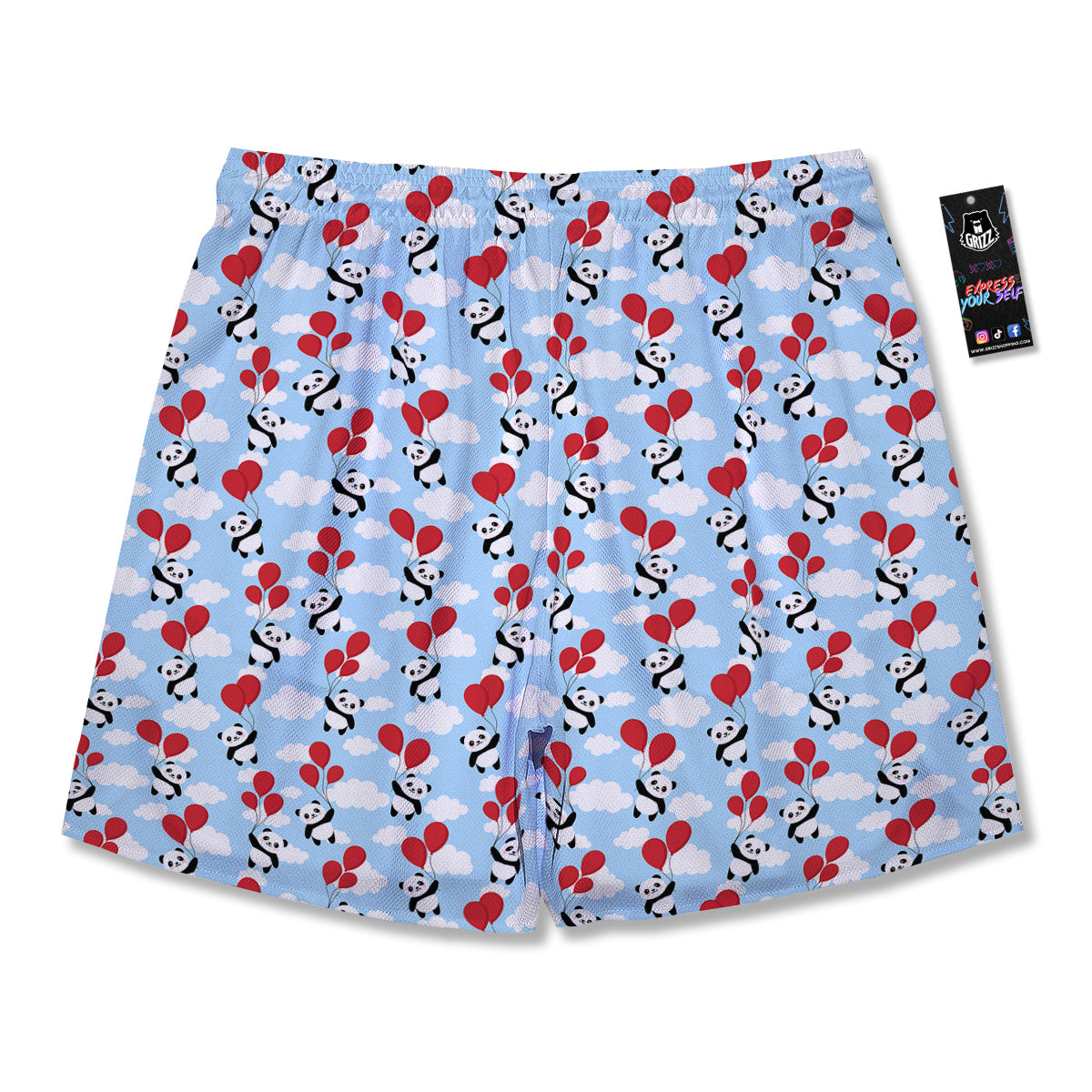 Balloon And Cute Panda Print Pattern Men's Running Shorts-grizzshop