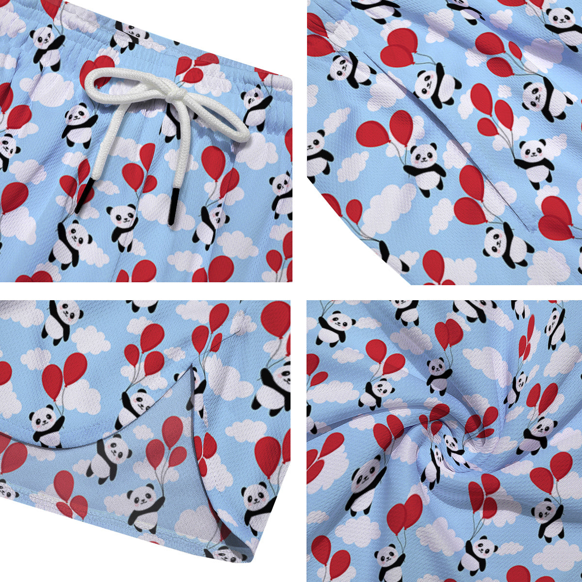 Balloon And Cute Panda Print Pattern Men's Running Shorts-grizzshop