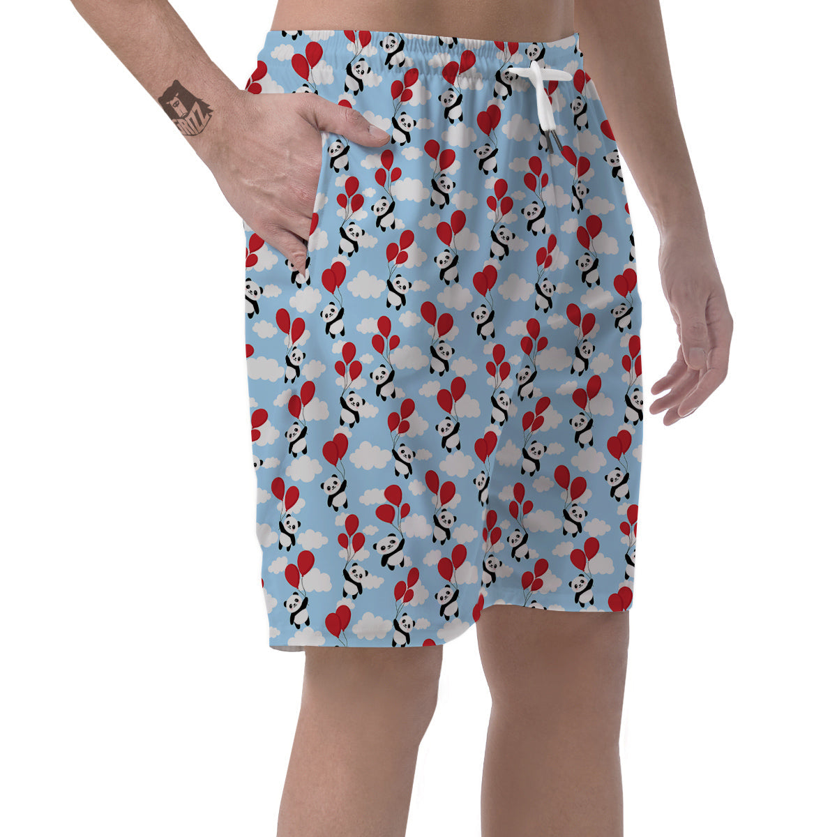 Balloon And Cute Panda Print Pattern Men's Shorts-grizzshop