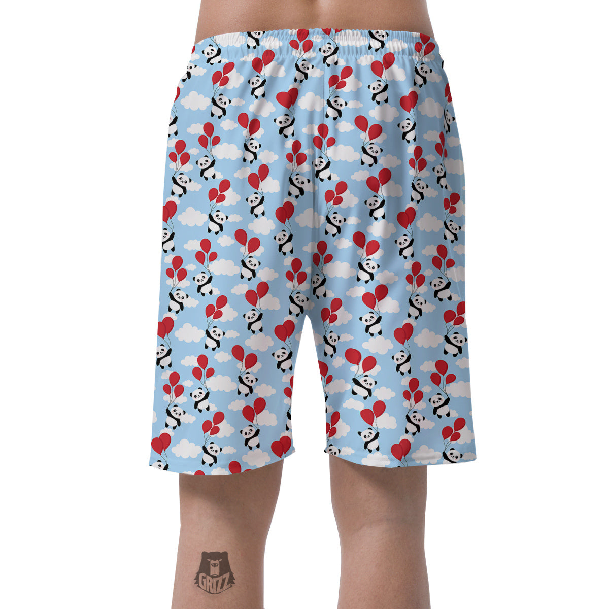 Balloon And Cute Panda Print Pattern Men's Shorts-grizzshop
