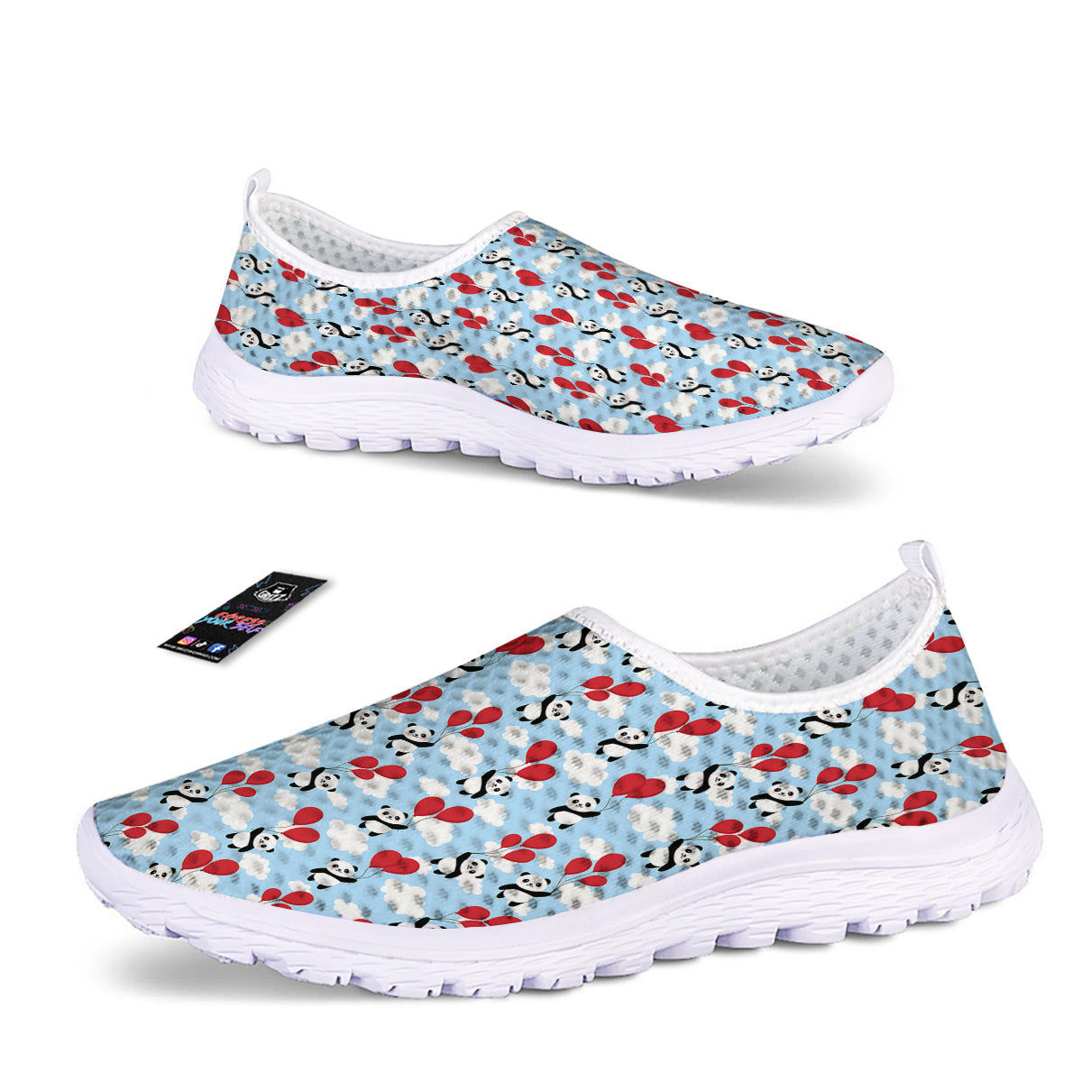 Balloon And Cute Panda Print Pattern Nurse Shoes-grizzshop