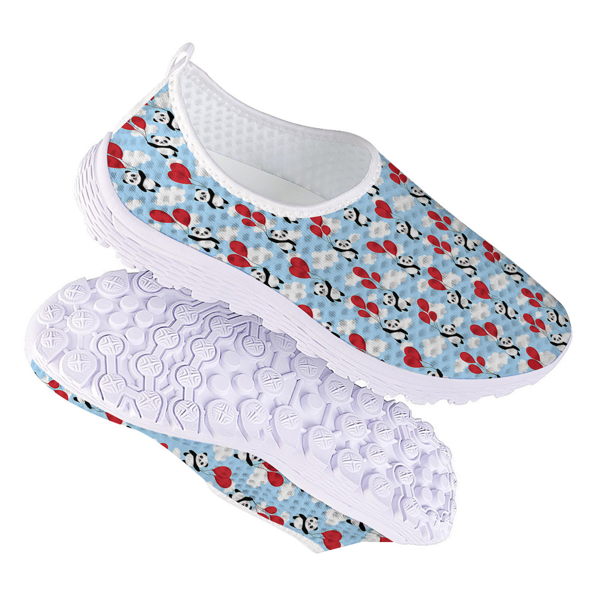 Balloon And Cute Panda Print Pattern Nurse Shoes-grizzshop