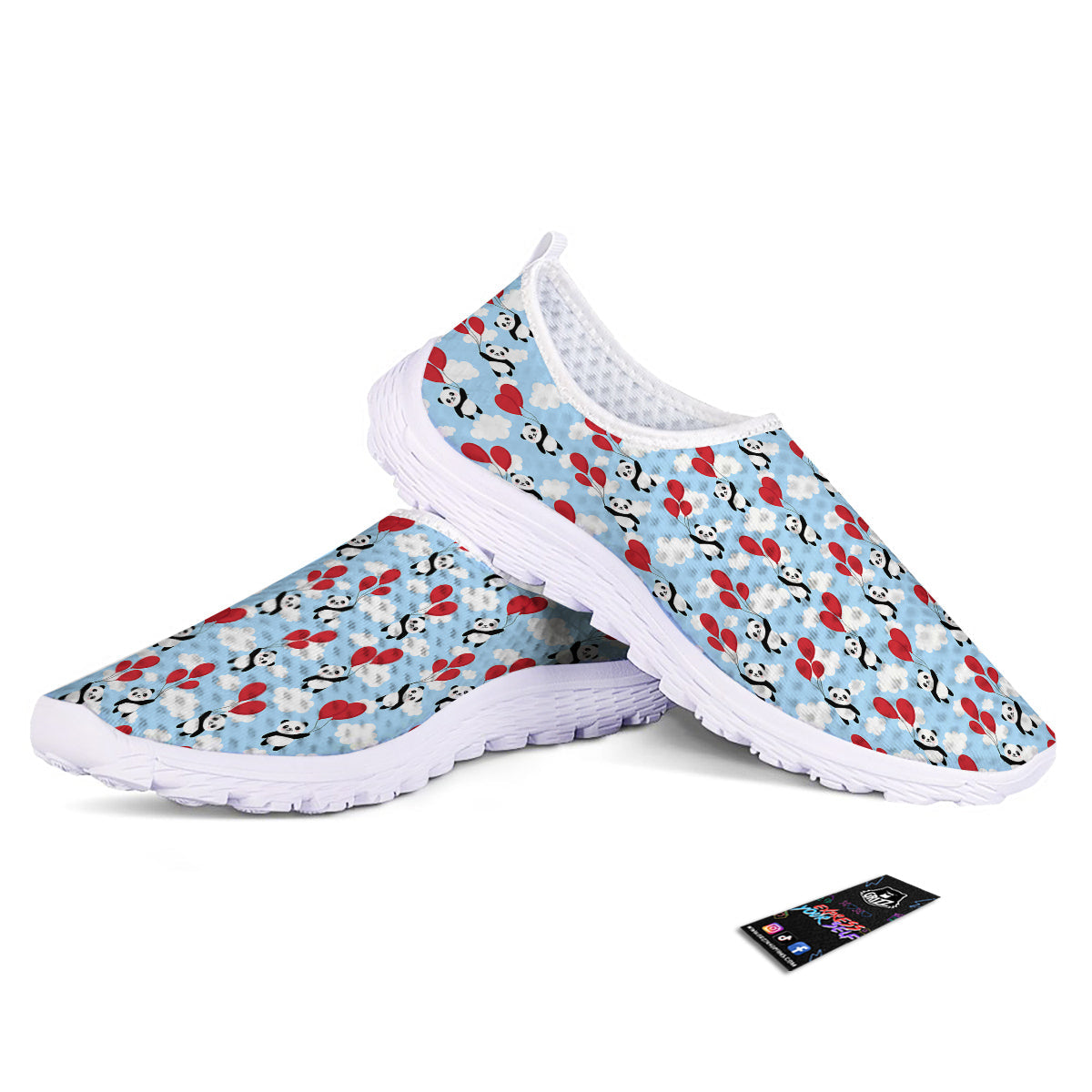 Balloon And Cute Panda Print Pattern Nurse Shoes-grizzshop