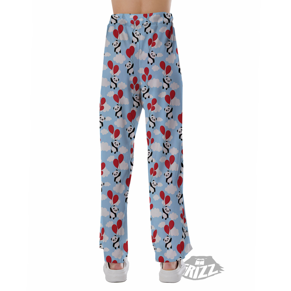 Balloon And Cute Panda Print Pattern Pajama Pants-grizzshop