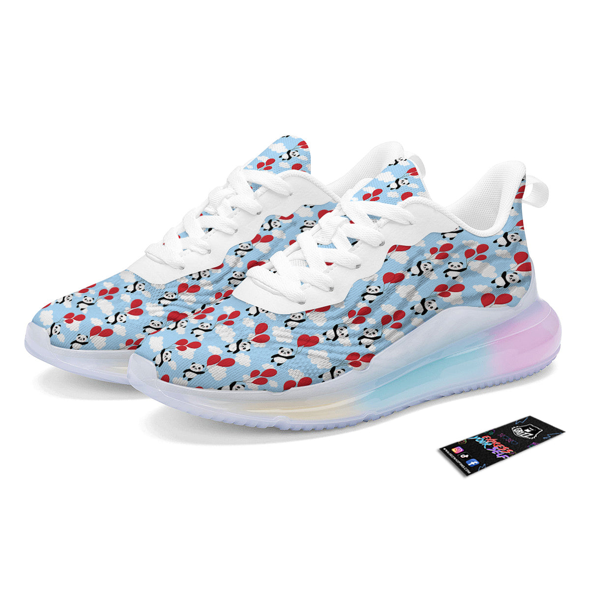 Balloon And Cute Panda Print Pattern Running Sneakers-grizzshop