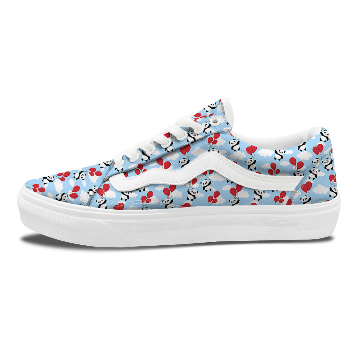 Balloon And Cute Panda Print Pattern Skate Shoes-grizzshop