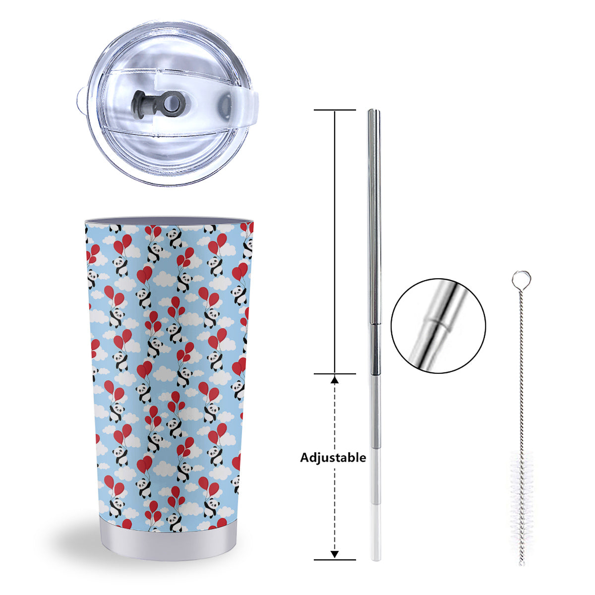 Balloon And Cute Panda Print Pattern Tumbler-grizzshop