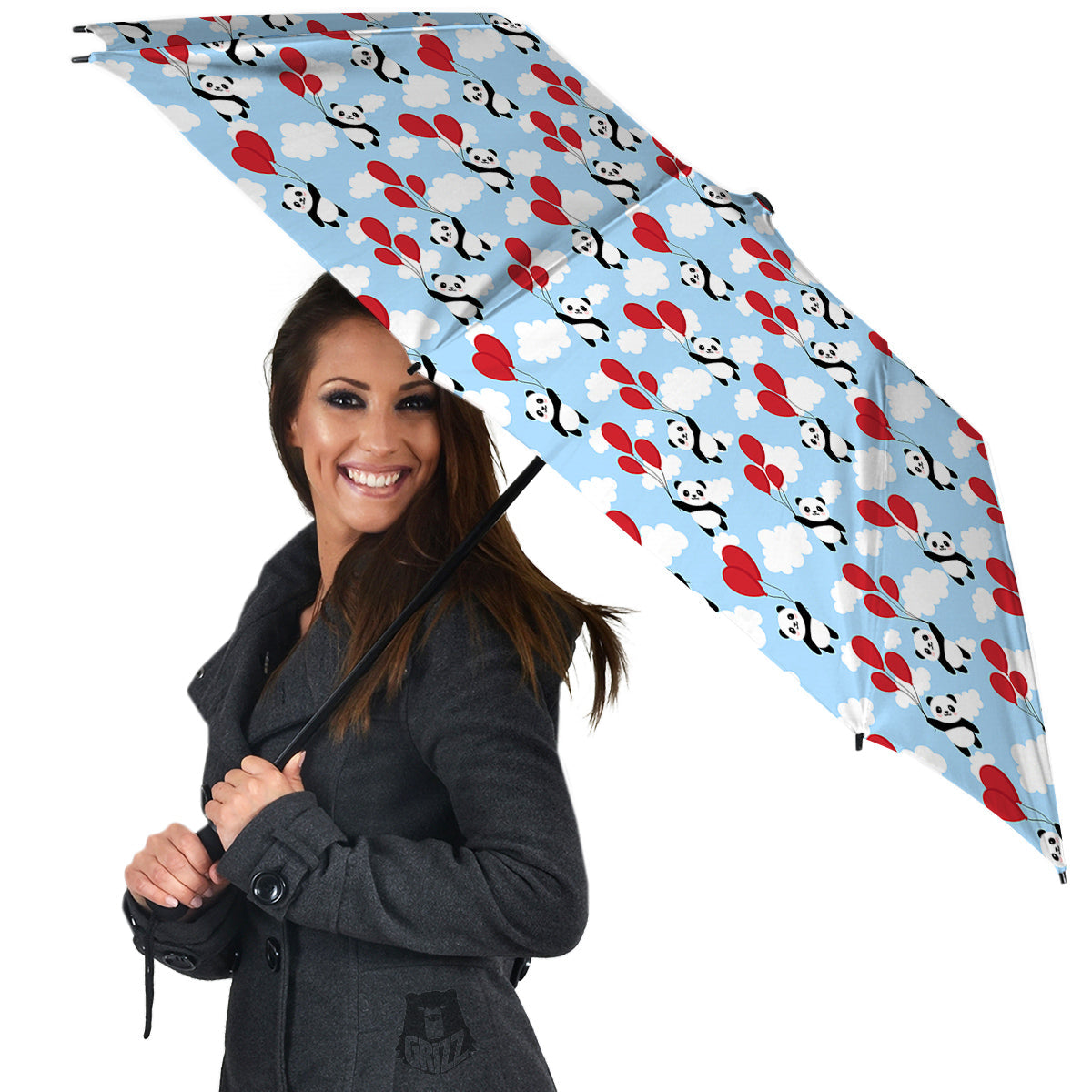 Balloon And Cute Panda Print Pattern Umbrella-grizzshop