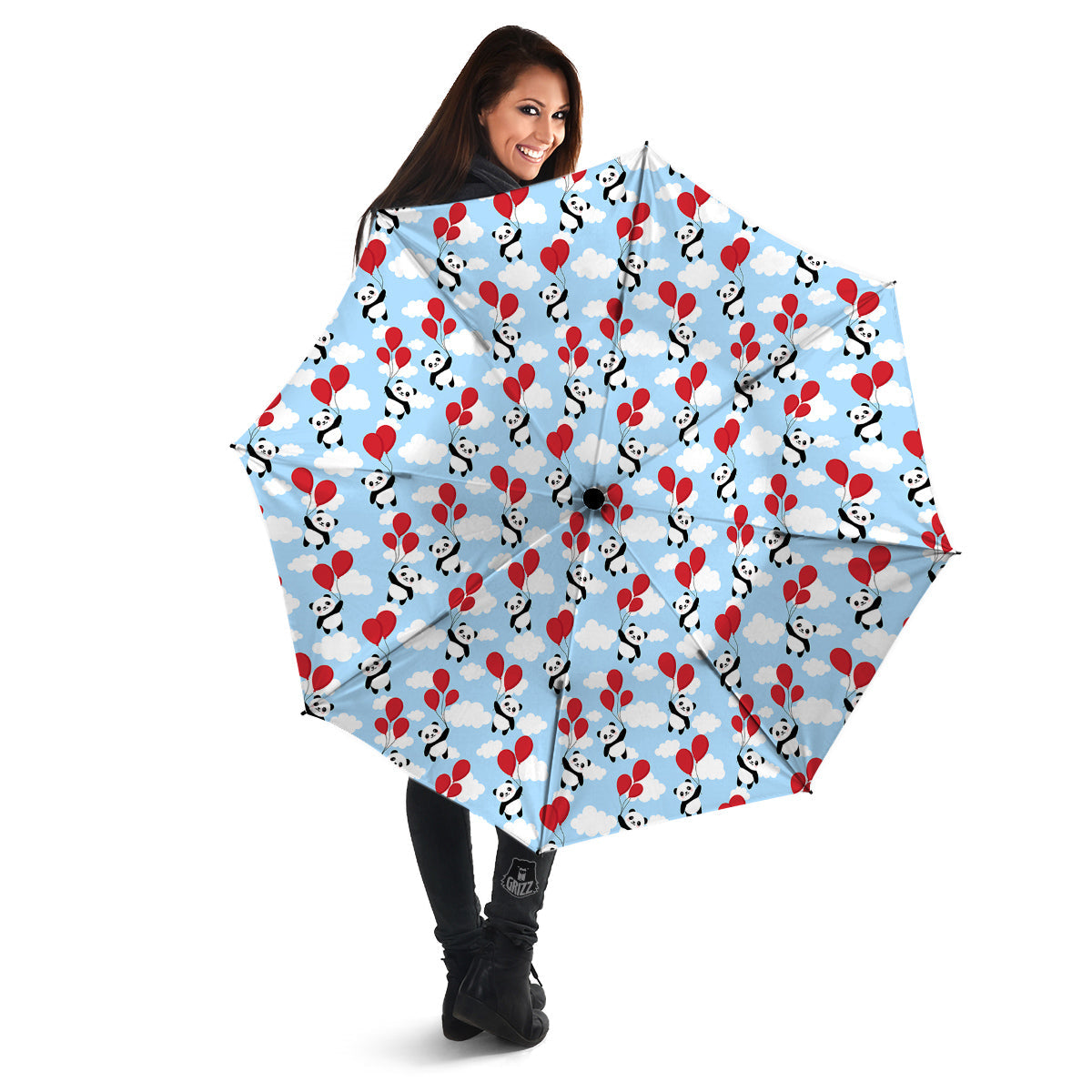 Balloon And Cute Panda Print Pattern Umbrella-grizzshop