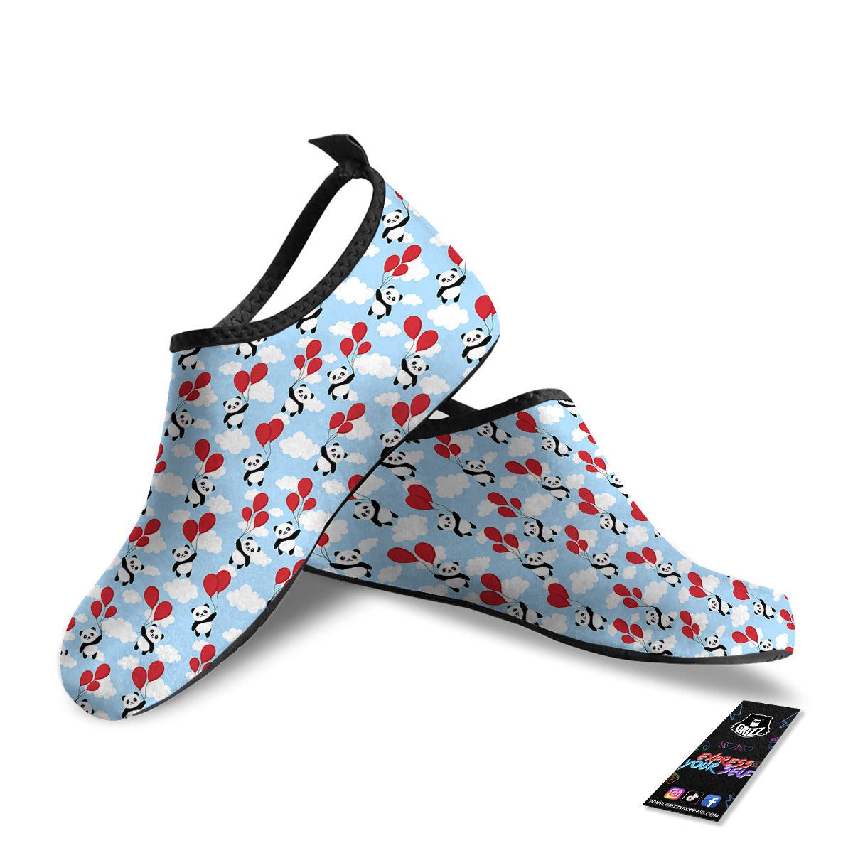 Balloon And Cute Panda Print Pattern Water Shoes-grizzshop