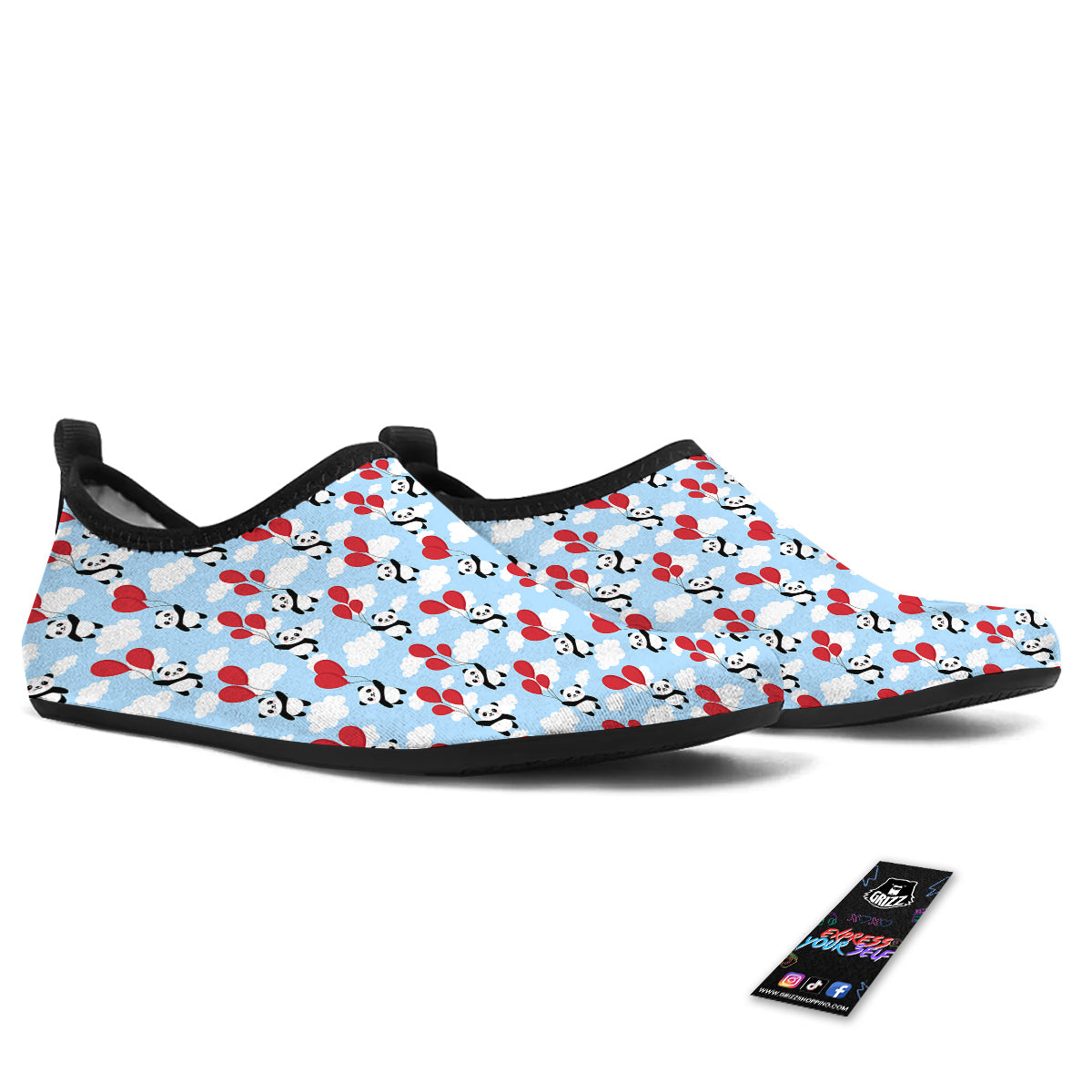 Balloon And Cute Panda Print Pattern Water Shoes-grizzshop