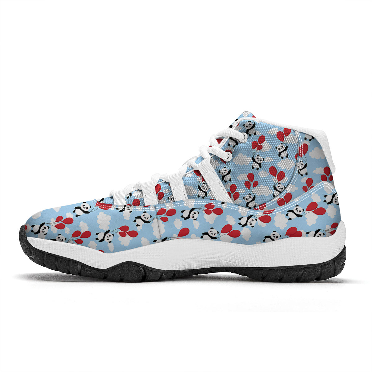 Balloon And Cute Panda Print Pattern White Bball Shoes-grizzshop