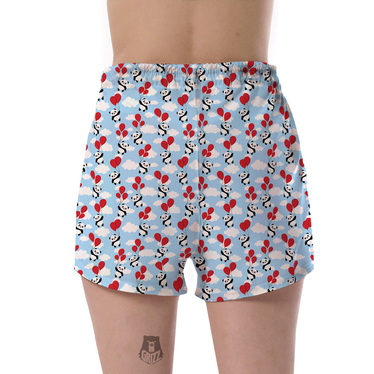Balloon And Cute Panda Print Pattern Women's Shorts-grizzshop