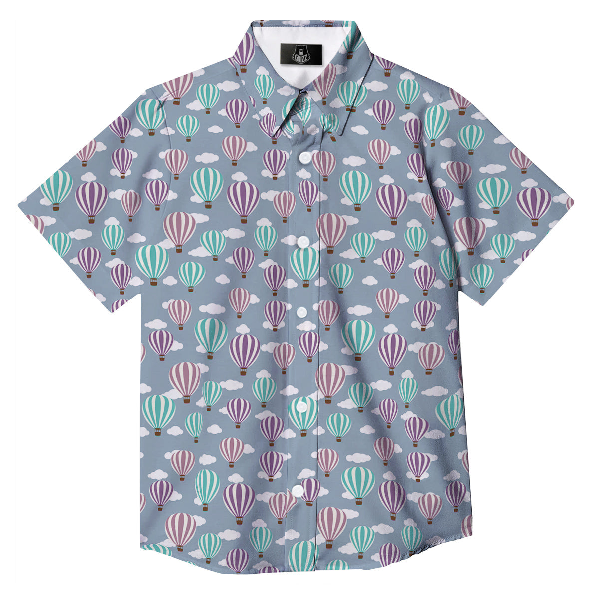 Balloon Cartoon Print Pattern Button Up Shirt-grizzshop