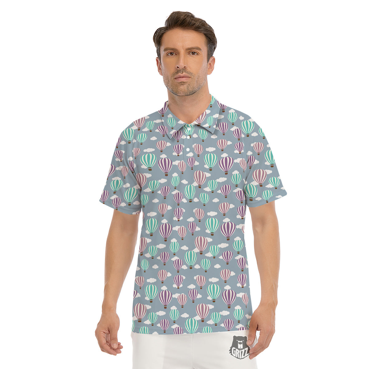 Balloon Cartoon Print Pattern Men's Golf Shirts-grizzshop