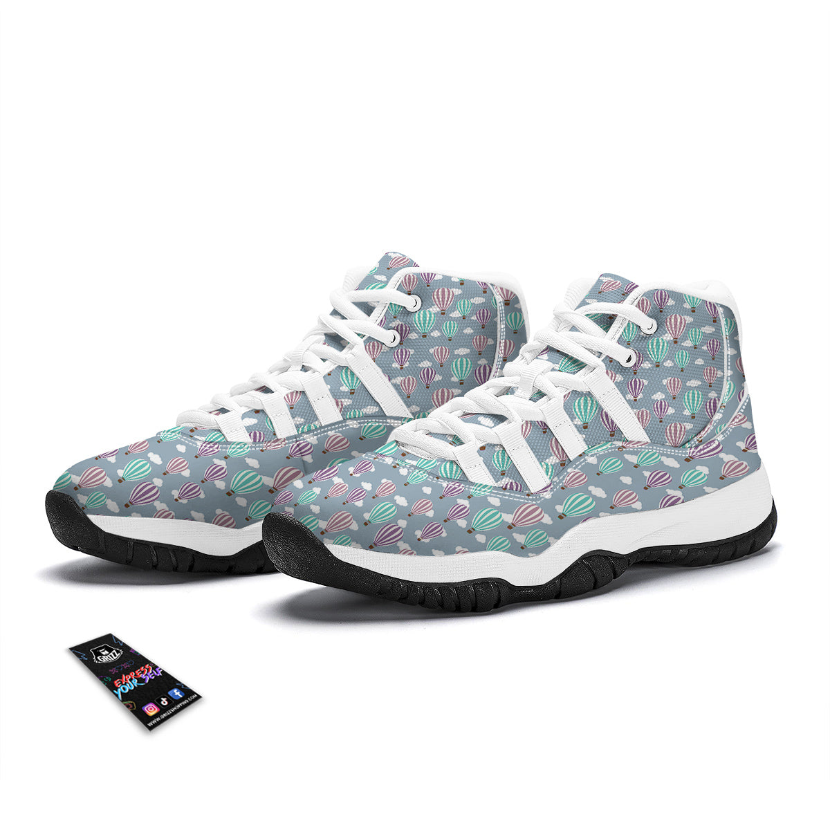 Balloon Cartoon Print Pattern White Bball Shoes-grizzshop