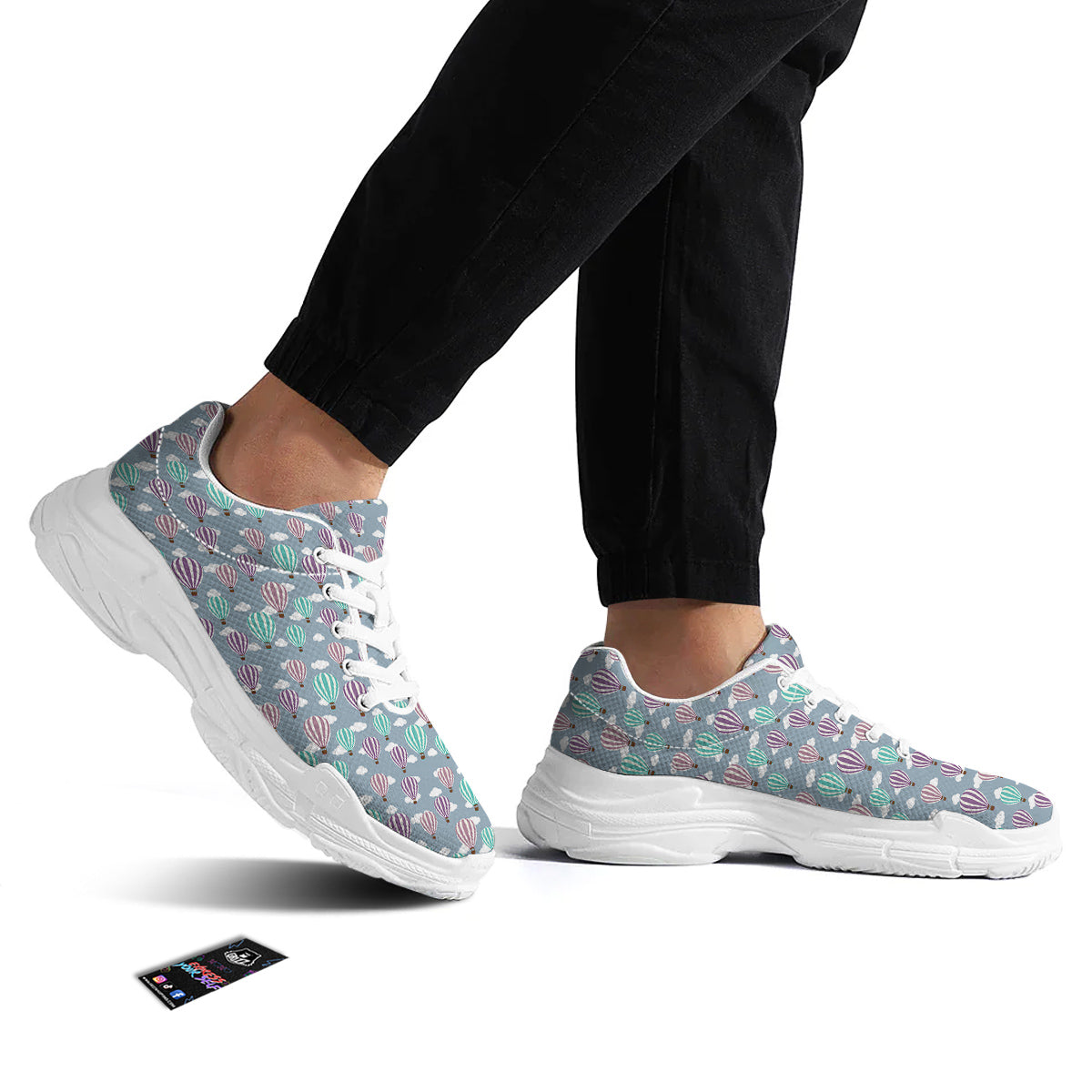 Balloon Cartoon Print Pattern White Chunky Shoes-grizzshop