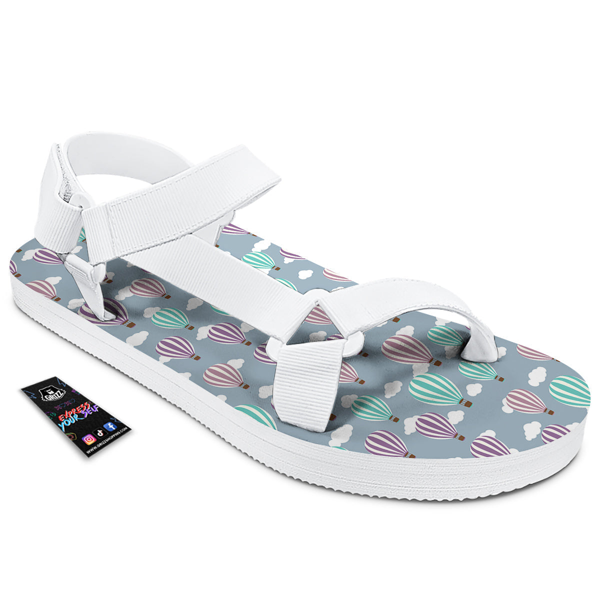 Balloon Cartoon Print Pattern White Open Toe Sandals-grizzshop