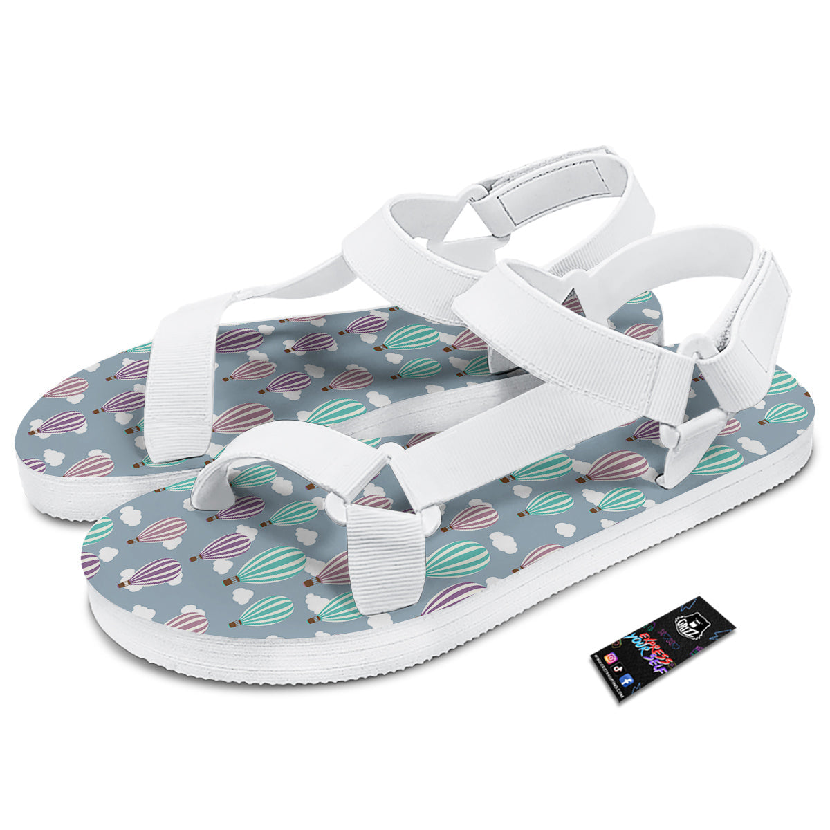 Balloon Cartoon Print Pattern White Open Toe Sandals-grizzshop