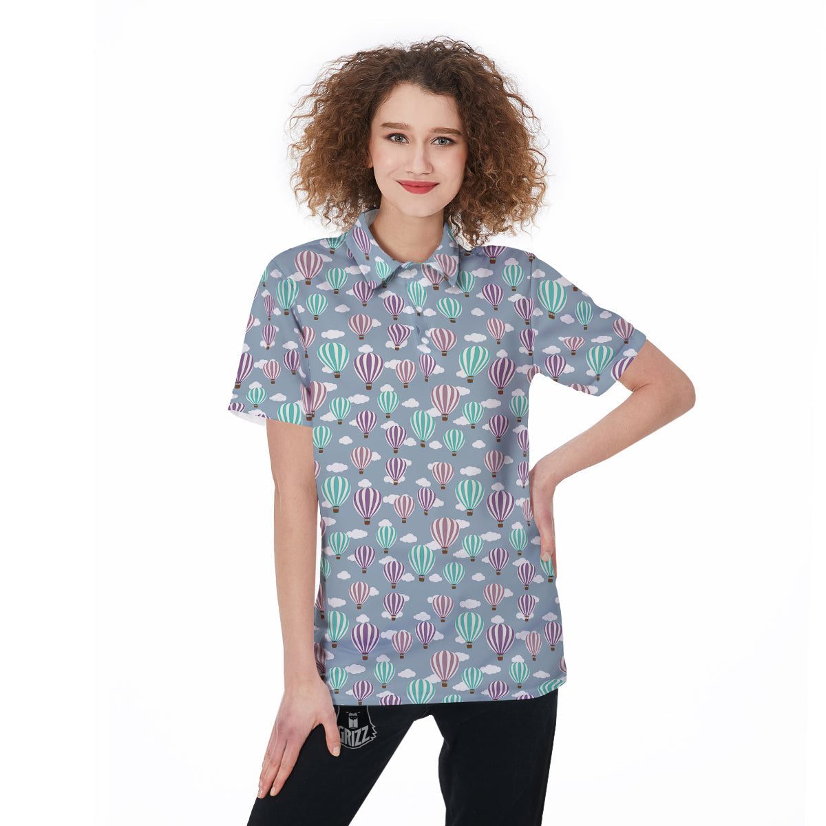 Balloon Cartoon Print Pattern Women's Golf Shirts-grizzshop