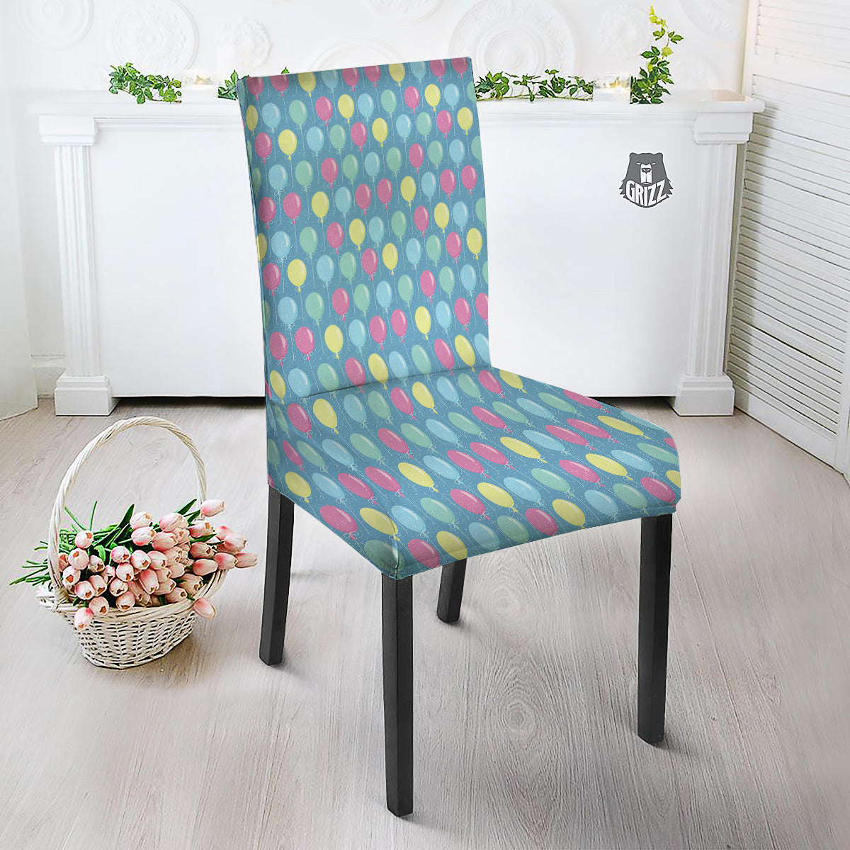 Balloon Colorful Print Pattern Dining Chair Slipcover-grizzshop