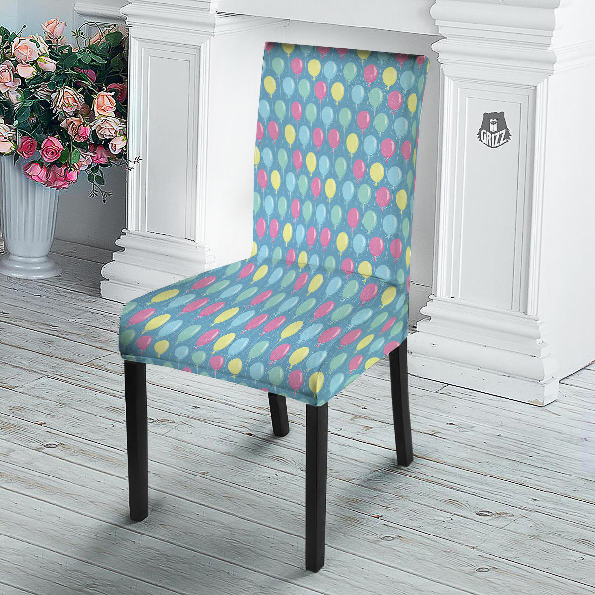 Balloon Colorful Print Pattern Dining Chair Slipcover-grizzshop