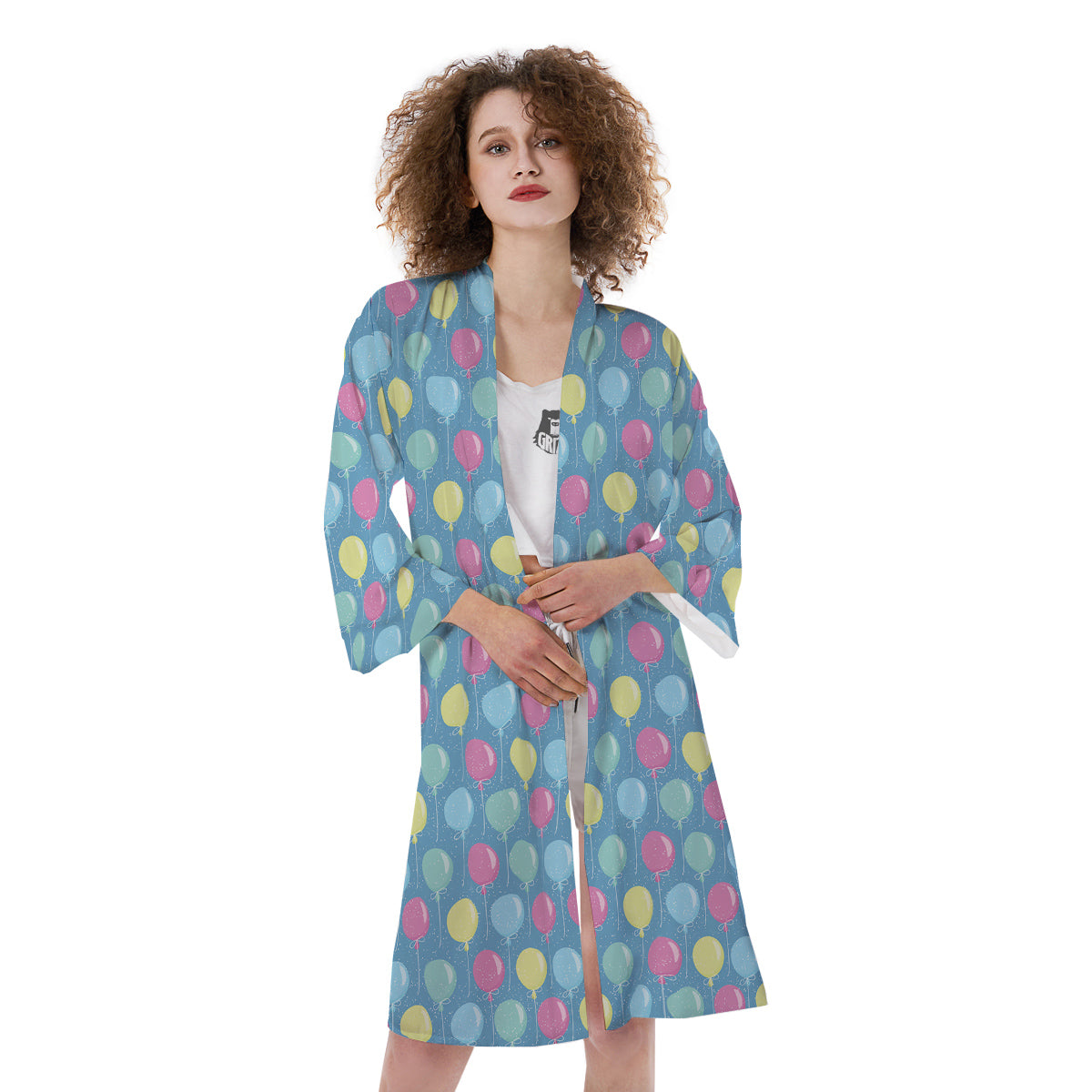 Balloon Colorful Print Pattern Kimono-grizzshop