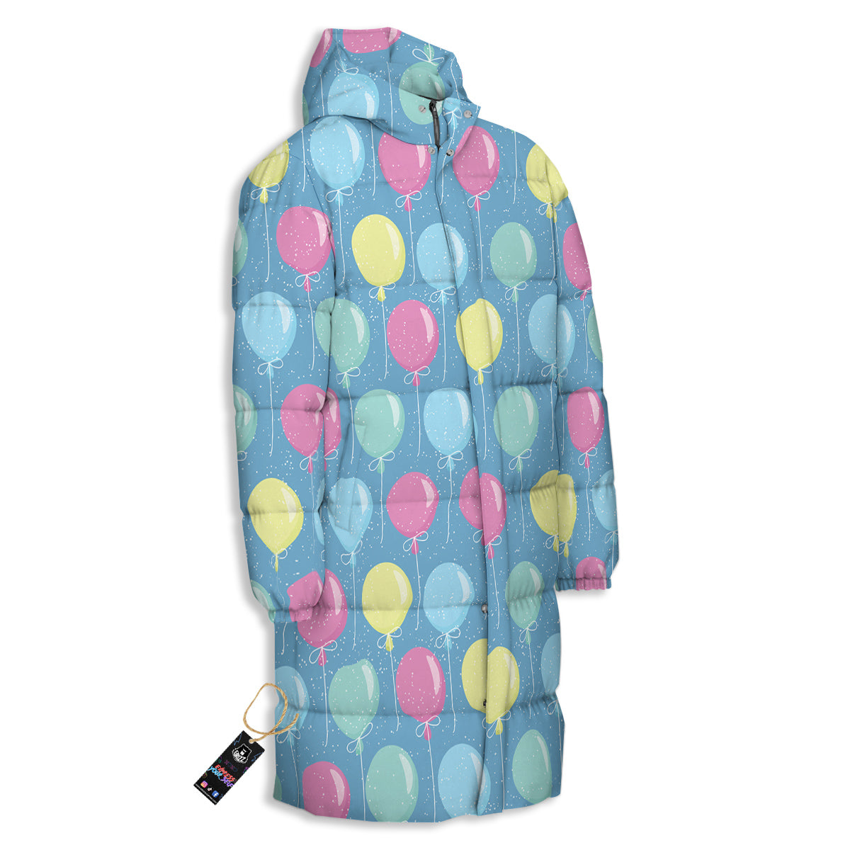 Balloon Colorful Print Pattern Long Down Jacket-grizzshop