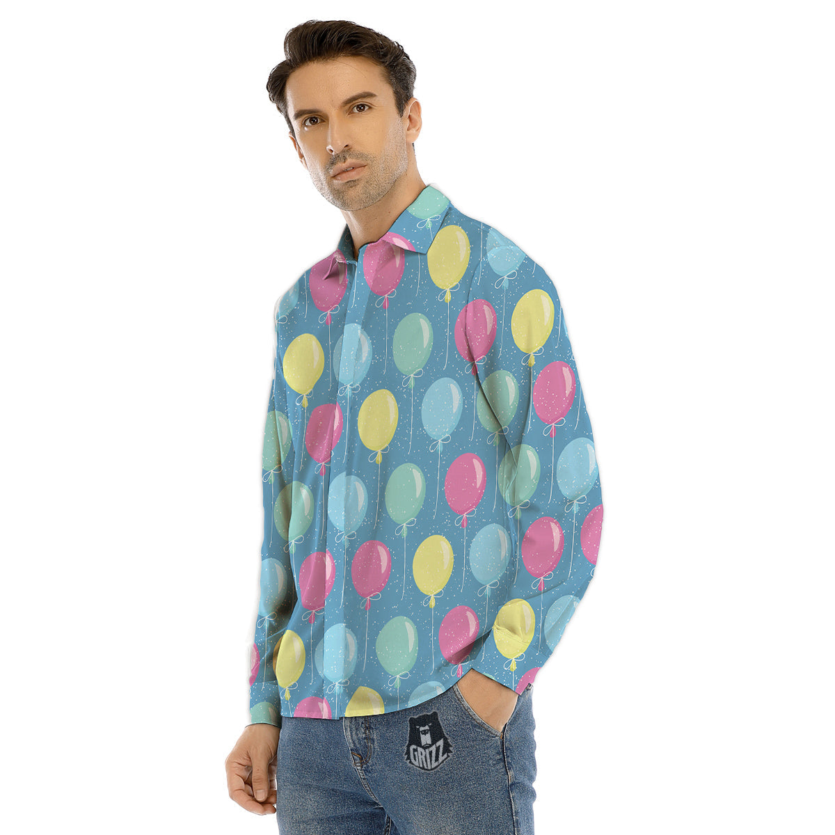 Balloon Colorful Print Pattern Men's Dress Shirts-grizzshop